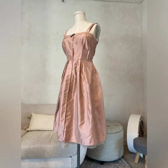 VERA WANG PINK FORMAL DRESS STRAIGHT SQUARE NECKLINE A-LINE DRESS - Picture 9 of 13